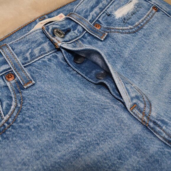 Levis Wedgie Straight Leg Jeans Womens 26 Blue Distressed Mid rise Denim - Picture 5 of 12